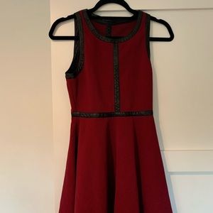 Red Dress with Faux Leather Details